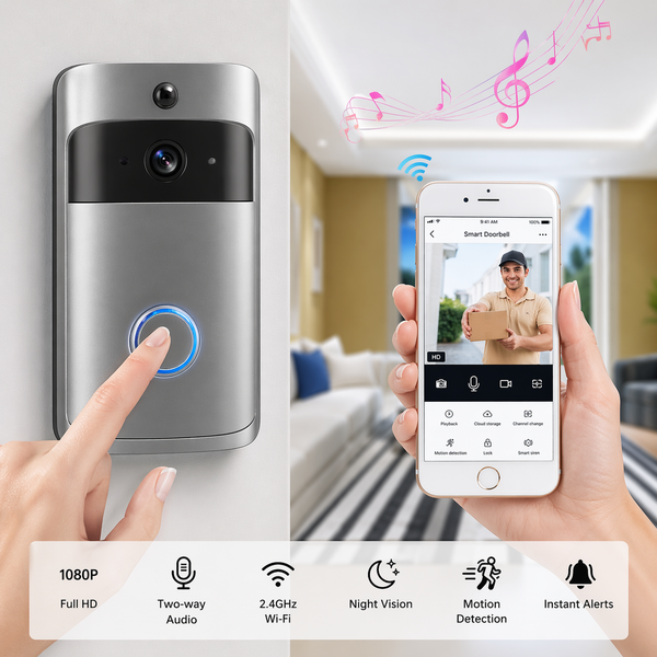 Smart WiFi Video Doorbell – 1080P HD Camera with Two-Way Audio